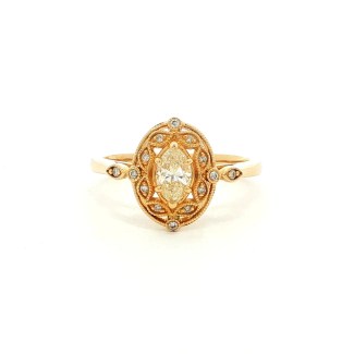 14k Yellow Gold Antique Diamond Fashion Ring