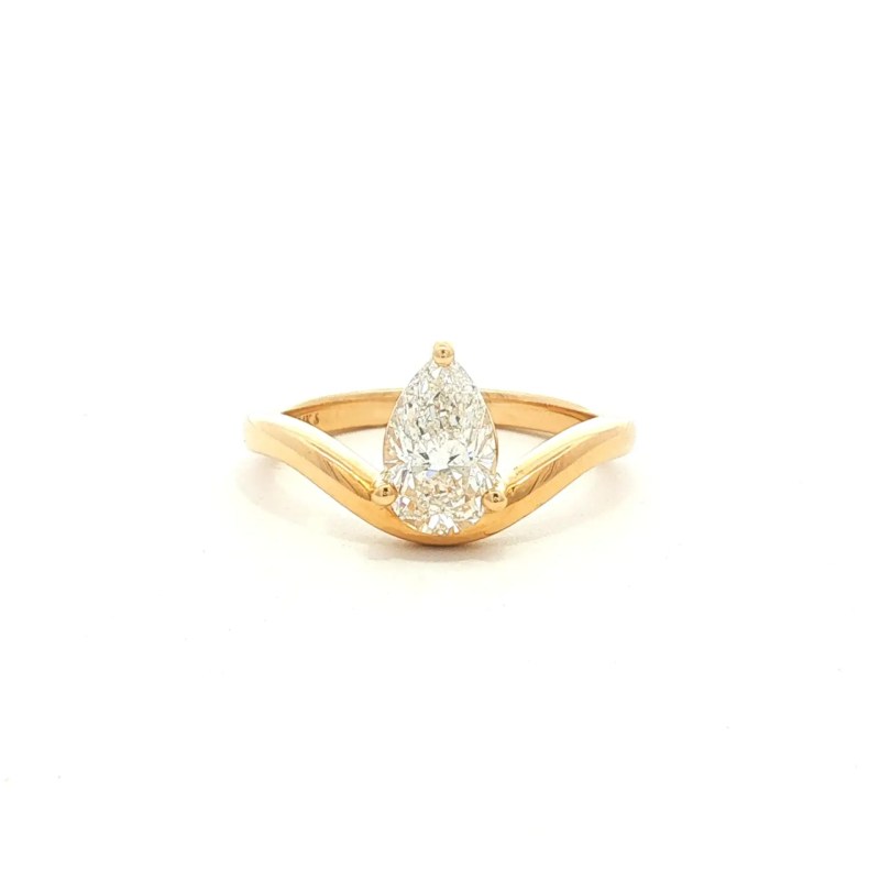 14k Yellow Gold Solitaire Fashion Ring