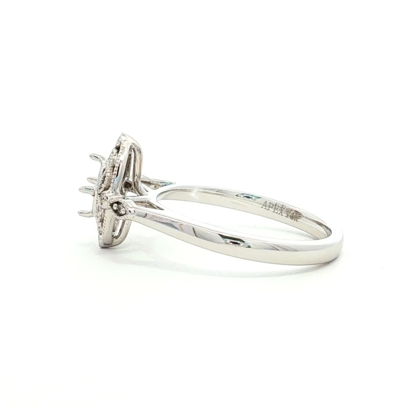 14k White Gold Semi-Mount Antique Diamond Fashion Ring