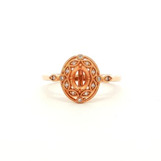14k Rose Gold Antique Semi-Mount Diamond Fashion Ring