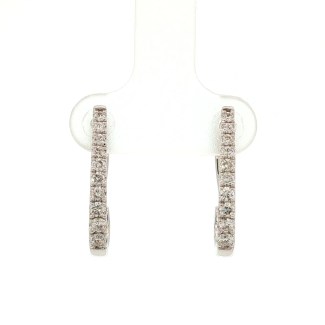 14k White Gold Diamond Hoop Earrings