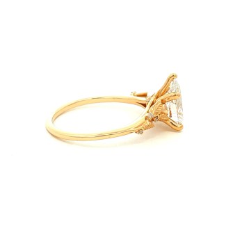 14k Yellow Gold Lab-Grown Diamond Leaf Engagement Ring