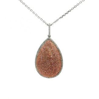 18k White Gold Diamond Drop Pendant
