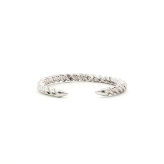 14k White Gold Twisted Rope Open Wedding Band