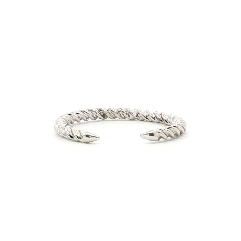 14k White Gold Twisted Rope Open Wedding Band