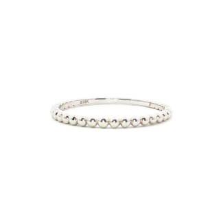 14k White Gold Beaded Wedding Band