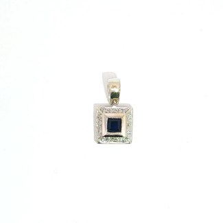 14k White Gold Estate Sapphire and Diamond Pendant