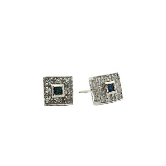 14k White Gold Estate Sapphire Stud Earrings