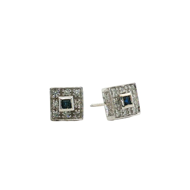 14k White Gold Estate Sapphire Stud Earrings