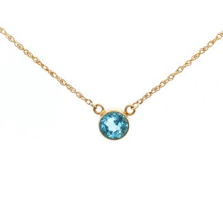 14k Yellow Gold Estate Blue Topaz Necklace