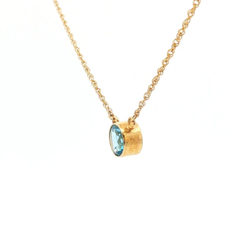 14k Yellow Gold Estate Blue Topaz Necklace