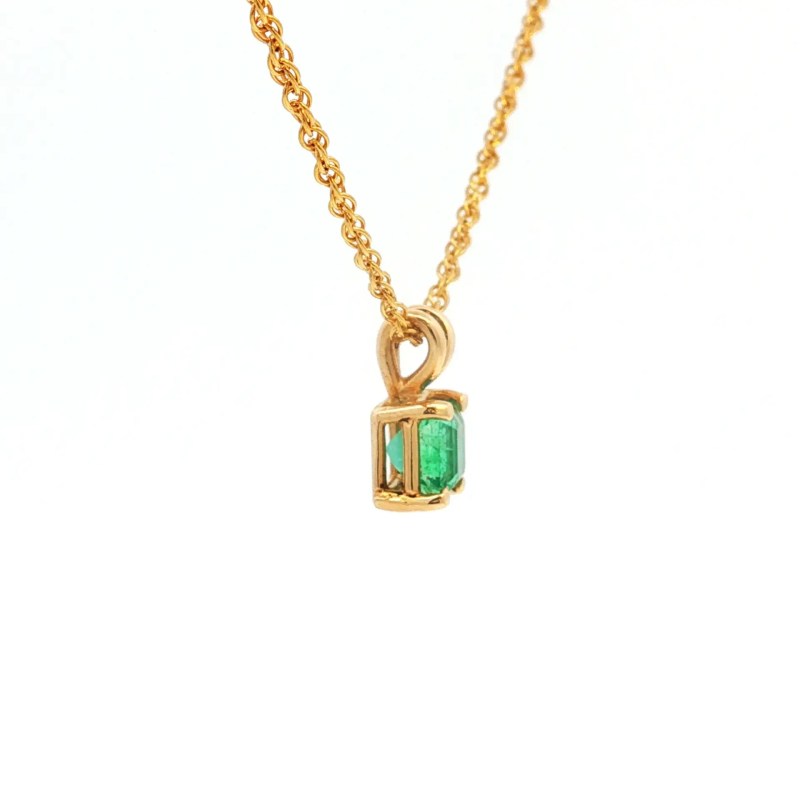 14k Yellow Gold Estate Emerald Pendant Necklace