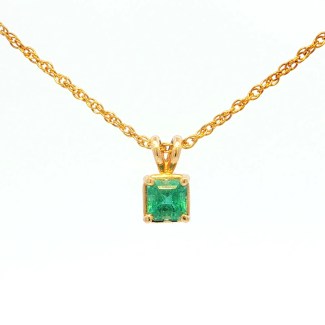 14k Yellow Gold Estate Emerald Pendant Necklace