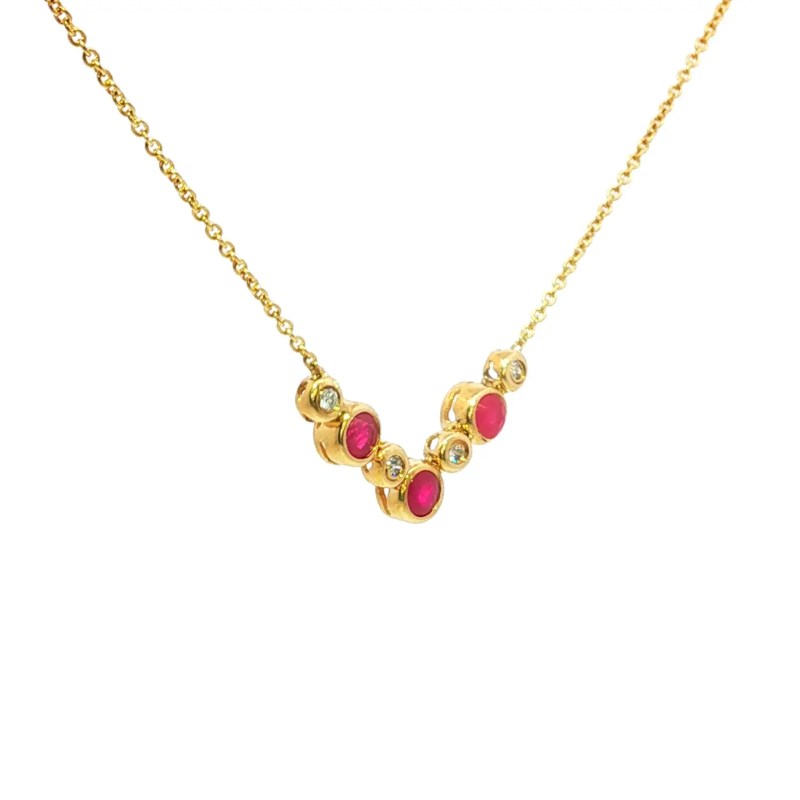 14k Yellow Gold Ruby and Diamond Pendant