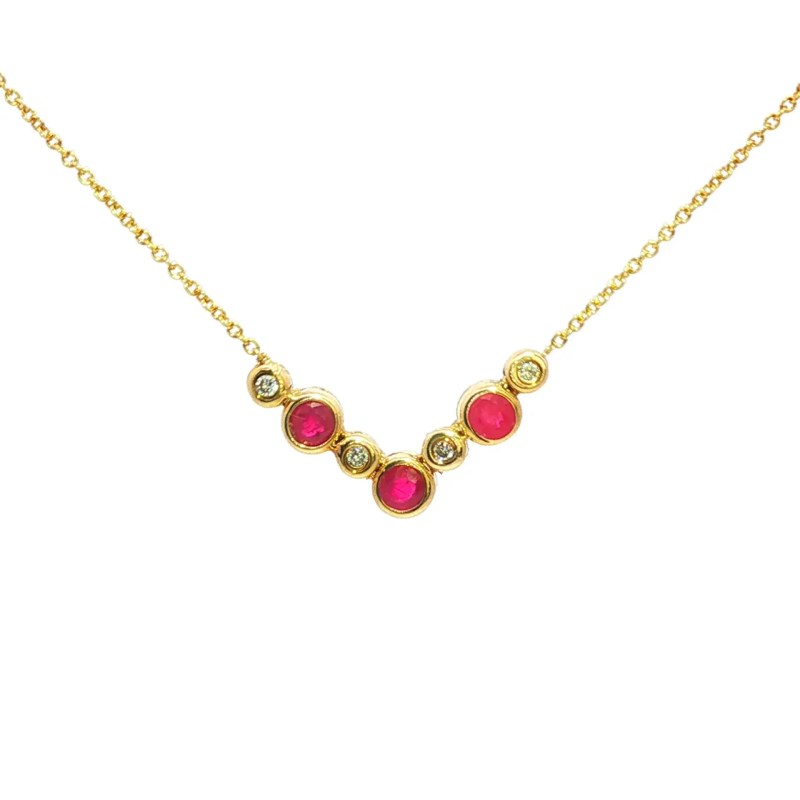 14k Yellow Gold Ruby and Diamond Pendant