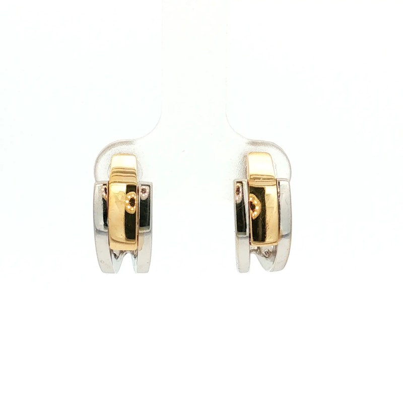 14k Yellow/White Gold Hoop Earrings