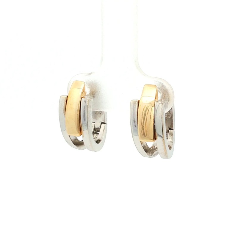 14k Yellow/White Gold Hoop Earrings