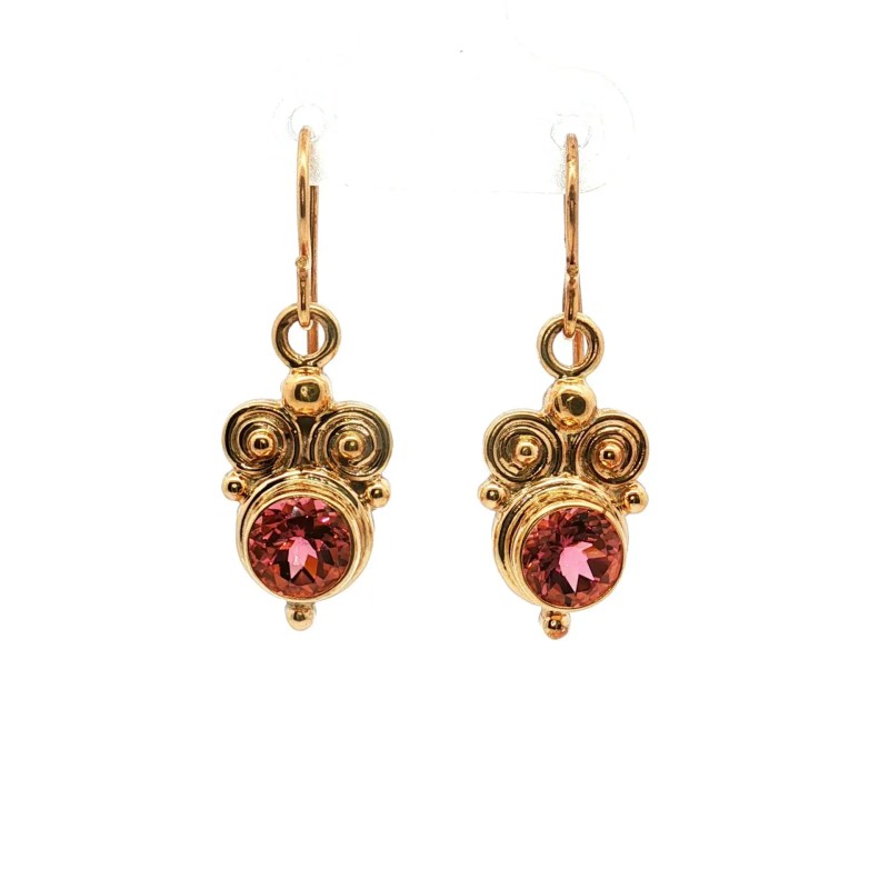 14k Yellow Gold Estate Topaz Dangle Earrings