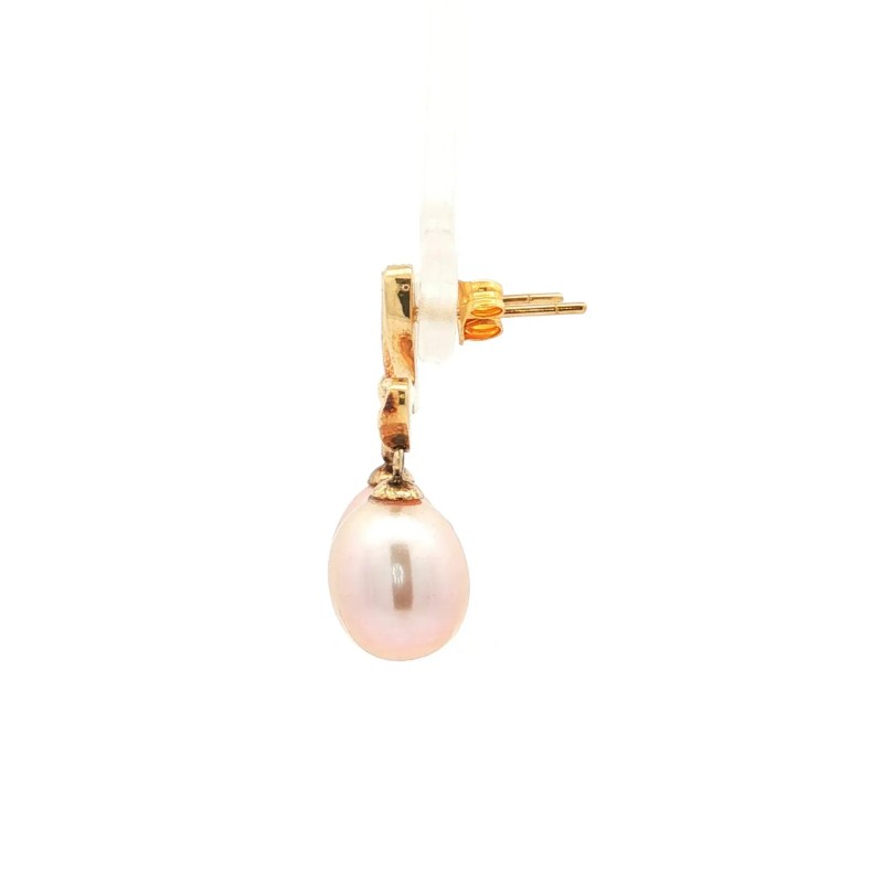 14k Yellow Gold Estate Freshwater Pearl Earrings