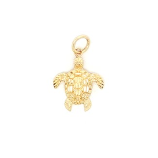 14k Yellow Gold Estate Turtle Charm Pendant
