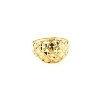 14k Yellow Gold Estate Domed Diamond Cut Ring