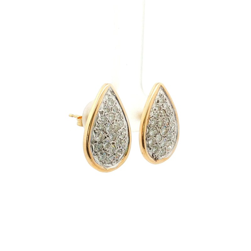 14k Yellow/White Gold Estate Cluster Diamond Earrings