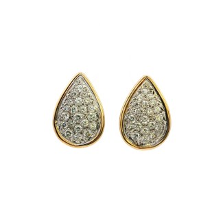 14k Yellow/White Gold Estate Cluster Diamond Earrings