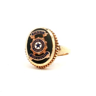 10k Yellow Gold Onyx Past President Emblem Signet Ring