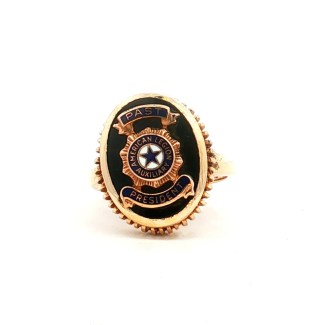 10k Yellow Gold Onyx Past President Emblem Signet Ring