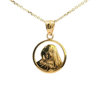 14k Yellow Gold Mother Mary Charm with Cutout