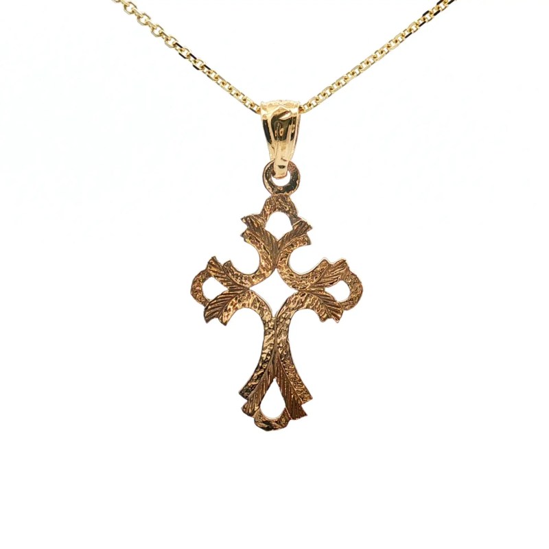 14k Yellow Gold Open-Design Cross