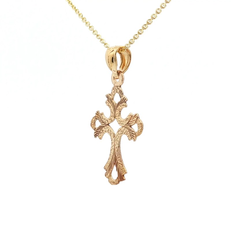 14k Yellow Gold Open-Design Cross