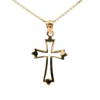 14k Yellow Gold Outlined Cross