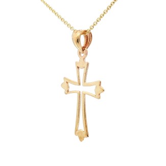 14k Yellow Gold Outlined Cross