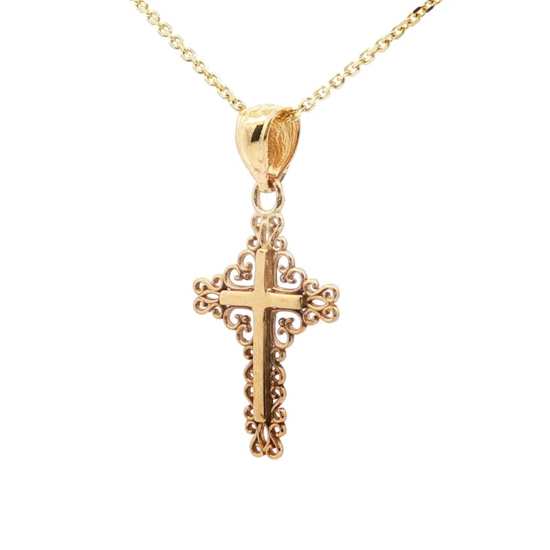 14k Yellow Gold Filigree Cross