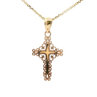 14k Yellow Gold Filigree Cross