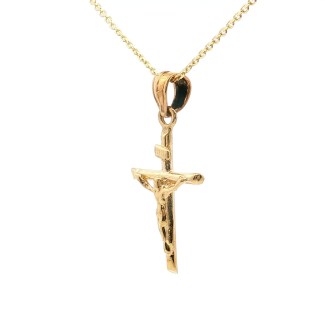 14k Yellow Gold Puffed Crucifix