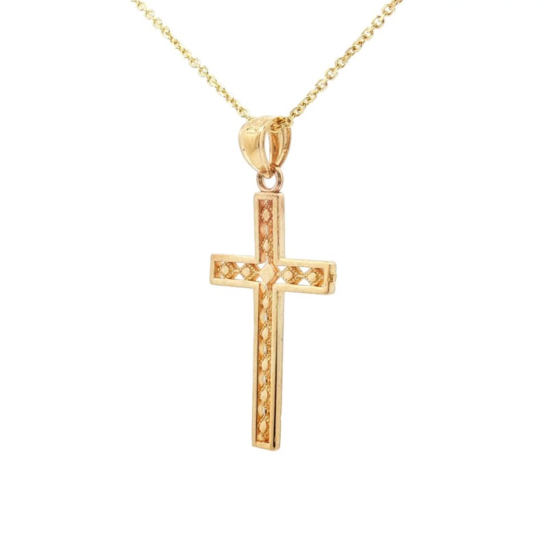 14k Yellow Gold Filigree Cross