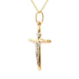 14k Yellow/White Gold Puffed Crucifix