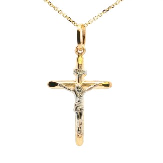 14k Yellow/White Gold Puffed Crucifix