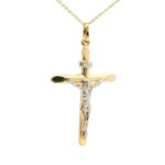14k Yellow/White Gold Puffed Crucifix