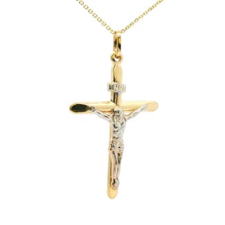 14k Yellow/White Gold Puffed Crucifix
