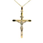14k Yellow/White Gold Puffed Crucifix