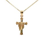 14k Yellow Gold Cross with Shroud