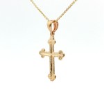 14k Yellow Gold Patterned Cross