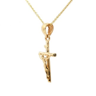 14k Yellow Gold Puffed Crucifix