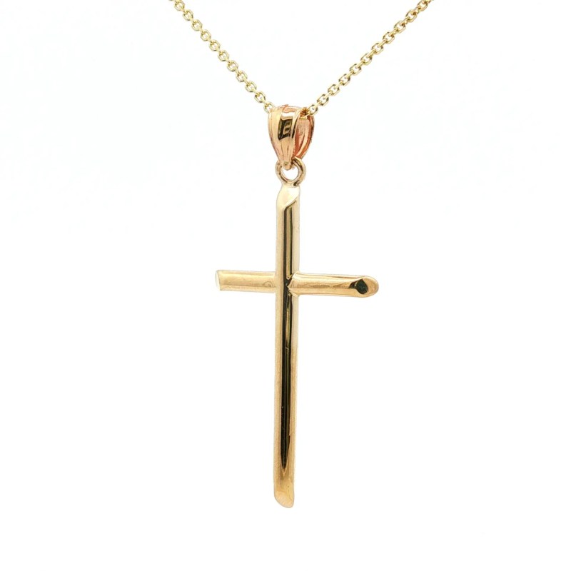 14k Yellow Gold Puffed Cross