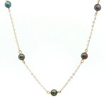 Estate 14k Yellow Gold Necklace with Green/Blue Beads
