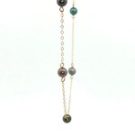 Estate 14k Yellow Gold Necklace with Green/Blue Beads
