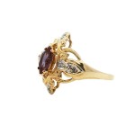 Estate 14k Yellow Gold Lab Marquise Alexandrite Ring